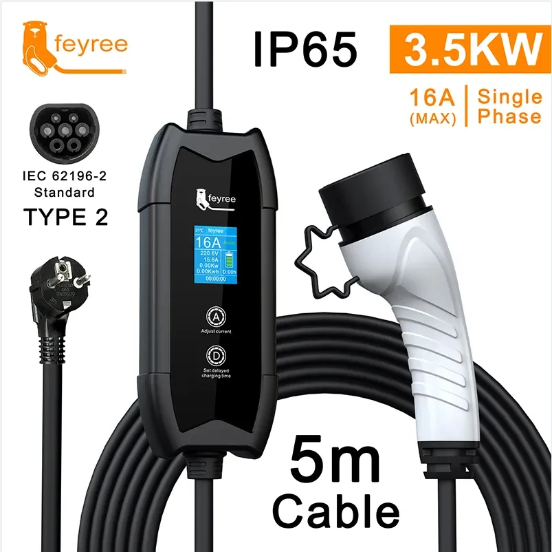 Feyree EV Charger 3.5kW 16A 1 Phase - Type 2